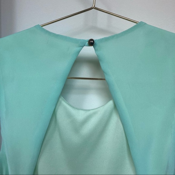 TOBI Backless Aqua Turquoise Chiffon Summer Dress w Ruched Sides - Picture 6 of 6